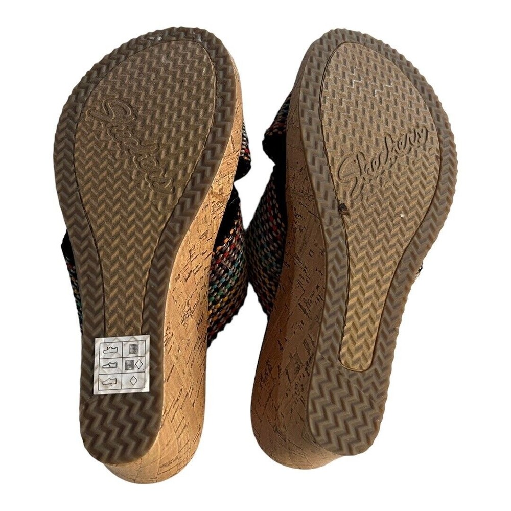 Skechers‎ Women's Cali Beverlee Delighted Wedge Rainbow Weave Sandals Size 9 - Picture 7 of 9